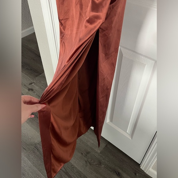 Bronze Spaghetti Strap Slit Cocktail Dress size 8-10 - Picture 2 of 6